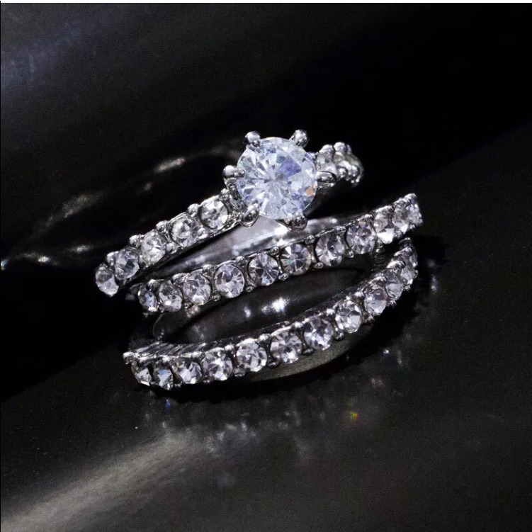 Brand New 925 3pc Princess Cut White Sapphire Set